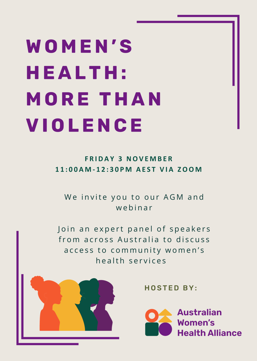 Join us for the Australian Women's Health Alliance AGM and webinar
