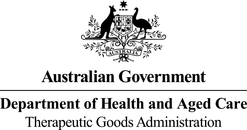 A black logo for the Australian Government Therapeutic Goods Administration