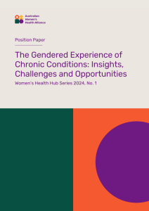 The front page of a document that says: The Gendered Experience of Chronic Conditions: Insights, Challenges and Opportunities.